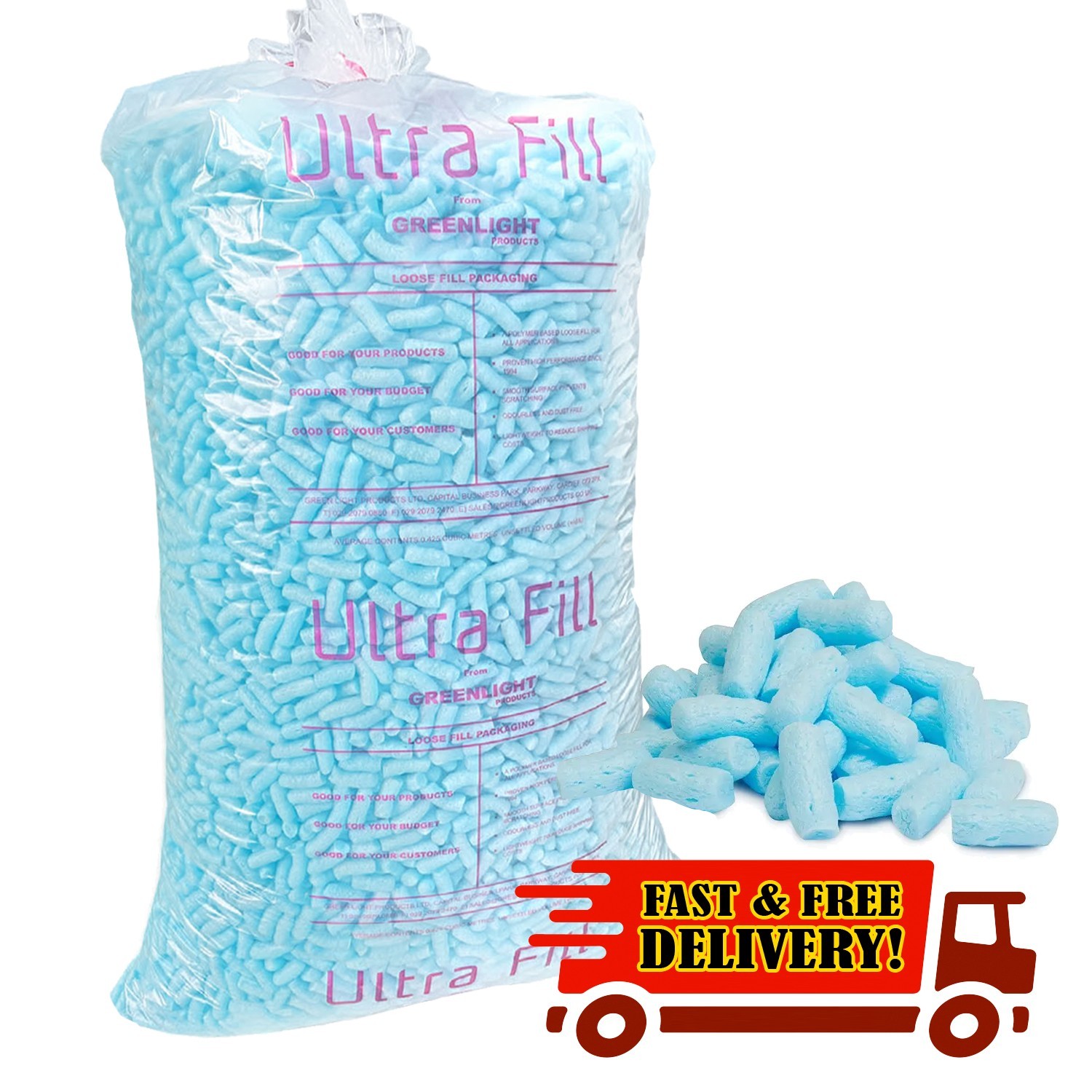 15 Cubic Ft ULTRA FILL PREMIUM LOOSE FILL PACKING PEANUTS - POLYSTYRENE STYLE