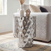 Beistelltisch 36Cm Silber Sofatisch Wohnzimmertisch Couchtisch Metall Alu Rund