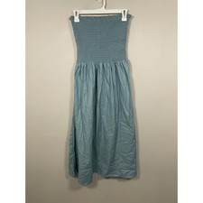 Reformation Westley Dress In Turquoise Size Large Strapless Smocked Midi
