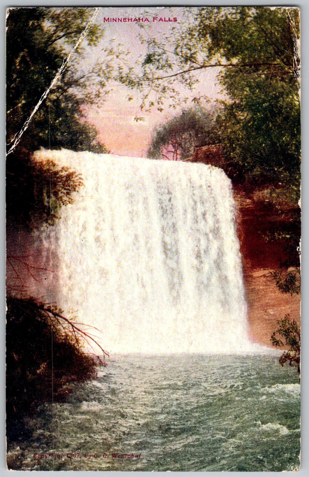 Antique Postcard Minnehaha Falls Waterfall Minneapolis, MN 1910s