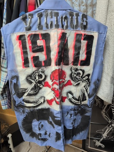 Duane Peters Personal Painted Signed Work Shirt 19AD Worn U.S. Bombs Large