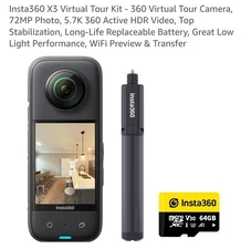 Insta 360 X3 Virtual Tour Kit With Waterproof Case.  Excellent Condition!!