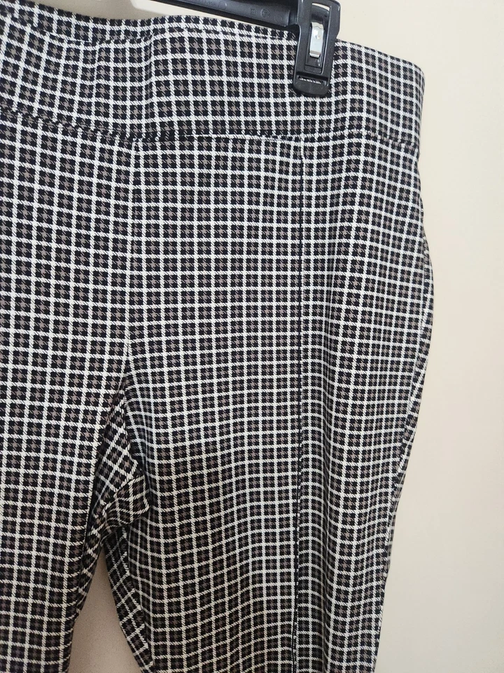 Leggings de tiro alto Stevie azul marino antiguo XL marrón pata de gallo pantalones al tobillo tirar Foto 4 de 4