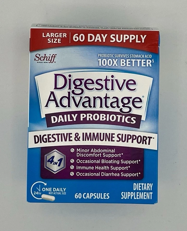 (2X) Probióticos diarios Digestive Advantage 4 *Apoyo inmunológico 60 cápsulas EXP 6/26 Foto 2 de 4