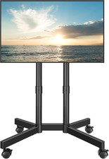 Rolling TV Stand for 32-75 Inch Tvs, Height Adjustable Mobile TV Cart on Wheels,