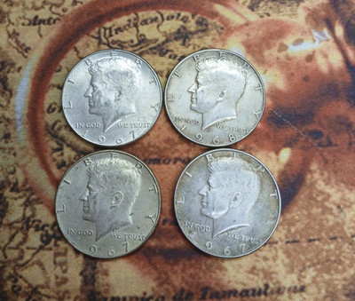 Kennedy 40% Silver Mix lot of 4 coins Stock Picture  itb