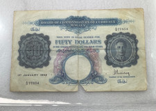 1/1/49 Malaya Straits Settlements $50 P15 Used Example Banknote - Rare!