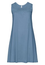 sheego Shirtkleid Mit Smok-Einsatz Damenkleid Frauenkleid Mode Kleid Blau 112721