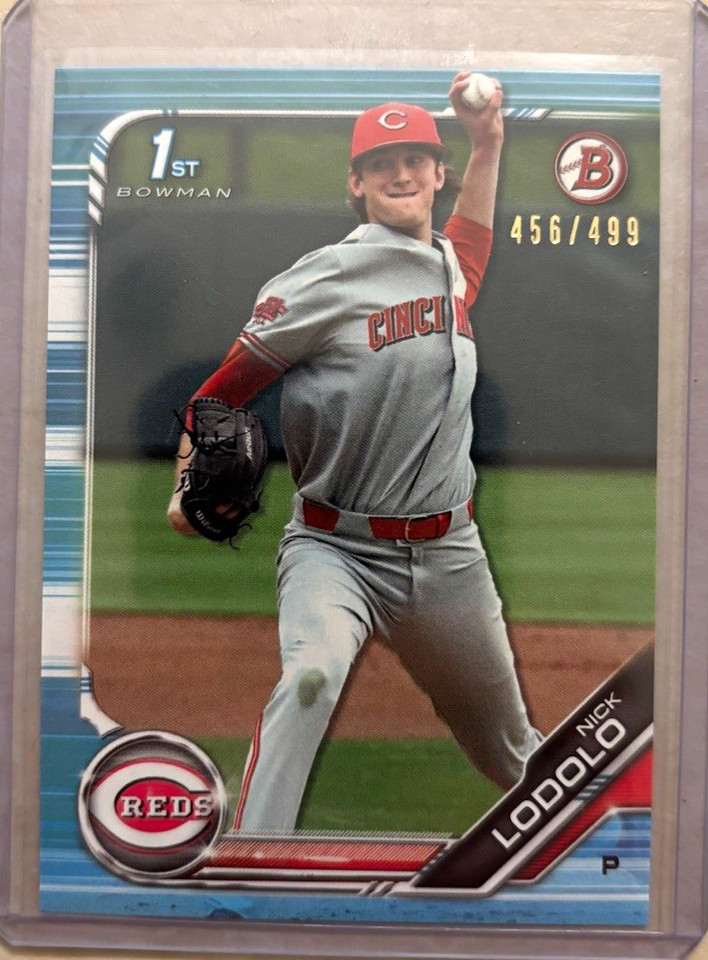 Topps 2019 Bowman Draft Nick Lodolo 1st Bowman Sky Blue /499 #BD-189 Reds
