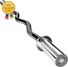 Olympic Barbell with EZ Curl Bar - 2 Inch Sleeve, Knurled Grip, Bearings - Weigh