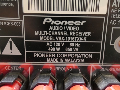 Pioneer VSX-1016TXV 7.1 Kanal Surround Sound AV-Receiver 1080p HDMI OHNE FERNBEDIENUNG - Bild 10 von 10