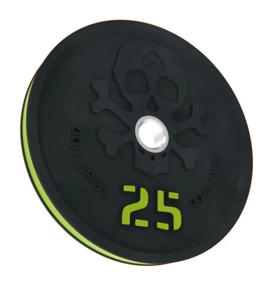 Tribe WOD Pound Bumper Plate 25 Pound Gym Weight Rubber and Steel