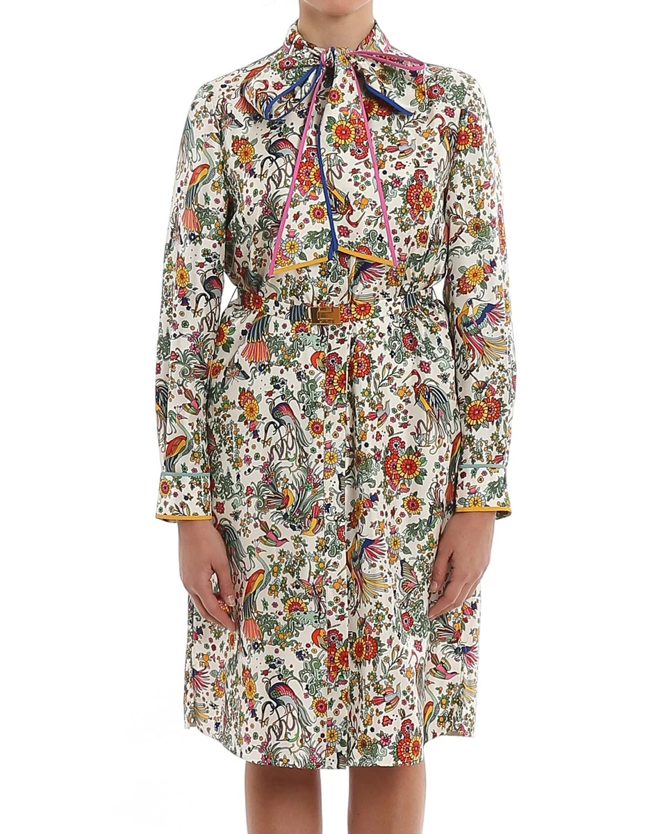 tory burch floral print tie neck silk dress Tory Burch Floral and Silk Accent Tie Back Dress