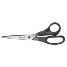 Westcott 16907 8" All Purpose Straight Scissors - Offset Black 3/PK New