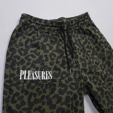 Pleasures Pants Mens Large Green Black Leopard Cheetah Camo Print Drawstring