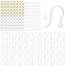 50Pcs Clear Plastic Earring Hooks - Non-Allergenic for Sensitive Ears, Compon...