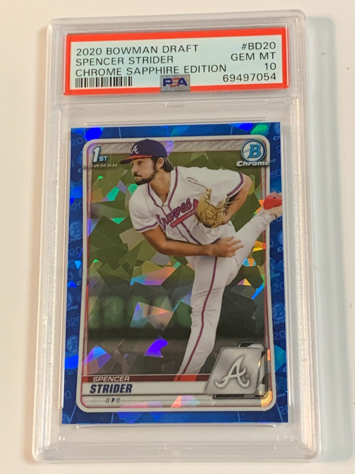 2020 Bowman Draft Chrome Sapphire #BD20 Spencer Strider - PSA 10 (Gem MT)