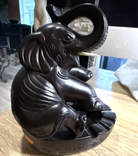 Binh Minh Ceramic Brown Dard  Elephant Ashtray  s12