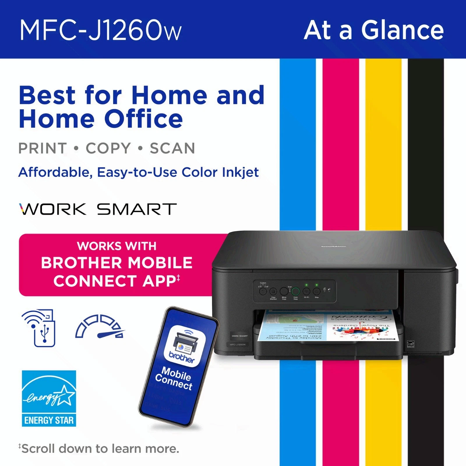 Brother Work Smart MFC-J1260W Wireless Color Inkjet All-in-One Printer - product detail image 2