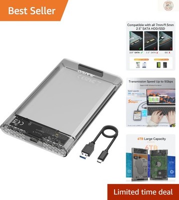 Ultra-Thin 2.5'' SSD/HDD Enclosure with 6TB Capacity - Fast 5Gbps USB-C Adapter