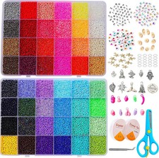 36000 Pcs 2Mm 48 Colors Glass Seed Beads for Bracelet Jewelry Making Kit, Beads