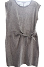 NINE WEST Women's Size Medium Gray Dress Bow Accent Cotton Polyester Sleeveless