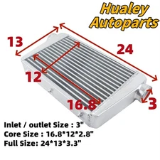 Front Mount Intercooler Universal 24"x13"x3" Aluminum Turbo 3" Inlet/Outlet FMIC
