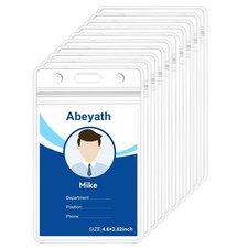 50Pack Extra Thick ID Card Name Badge Holder Heavy Duty Waterproof Clear Plas...