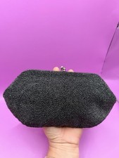 VTG Women s Black Intricate Hand Beaded Clutch Cocktail Bag Satin Lined