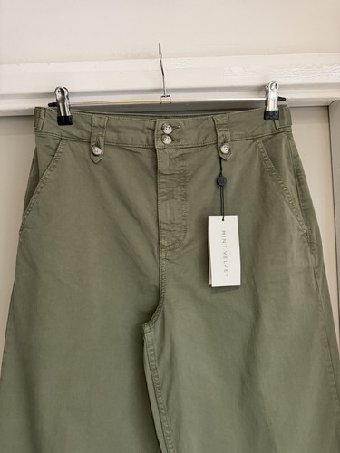 Mint Velvet Green/Khaki Cotton Tapered Barrel Chino Trousers UK 12 - Picture 2 of 10