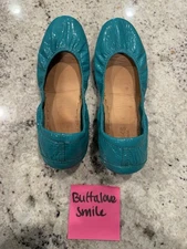 Tieks Blue Teal Patent Leather Ballet Flats Size 8 EUC - No Color Transfer