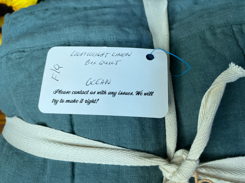 NWOT QUINCE EUROPEAN LINEN LIGHTWEIGHT BOX QUILT ONLY OCEAN FULL QUEEN READ! - Picture 19 of 20
