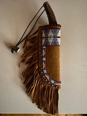 #ad Indian Beaded Native Sioux Style Leather Knife Sheath Beaded Knife Cover $70.00