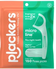 Plackers Micro Line Dental Tuffloss Fold-Out FlipPicks, Fresh Mint, 150 Count