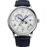 Orient Bambino Sonne & Mond Automatik Silber Zifferblatt Herrenuhr RA-AK0802S30B