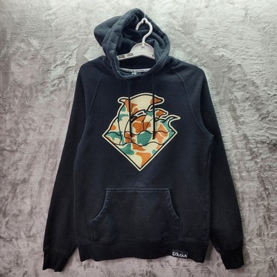 Pink Dolphin Hoodie Men's Small Black Camo Wave Logo Pullover