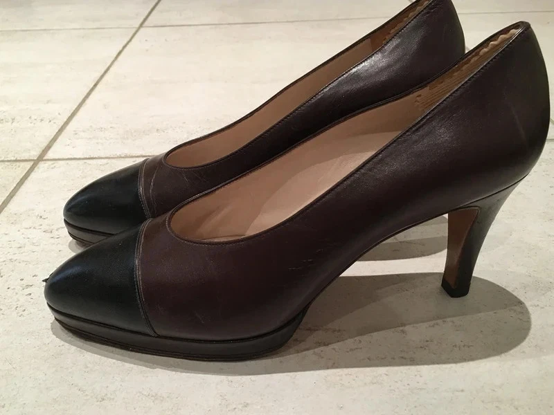 CHANEL authentique escarpin couleur bordeaux taille 38 et 1/2 (mesuré 24 cm ) - Photo 3/4