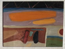 Signed Original Denis Phillips Abstract Landscape Acrylic Painting -80’s