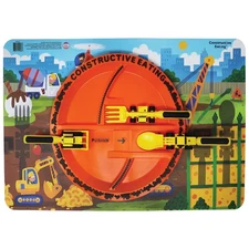 Constructive Eating Construction Utensil, Divided Plate, and Placemat Set for