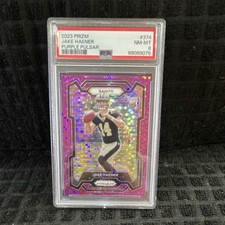 2023 Panini Prizm Purple Pulsar #374 Jake Haener Rookie Saints PSA 8 Football