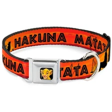 Dog Collar DYAC-Simba2 CLOSE-UP Full Color Lion King HAKUNA MATATA Sunset Orange