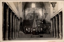RPPC Church of the Nativity interior Jerusalem Israel vintage postcard x525