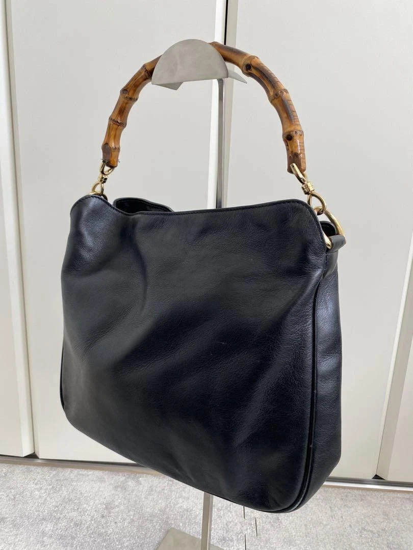 Sac à main bandoulière Gucci 2 voies bambou noir