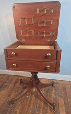Mahogany Lift top Sewing Stand with Drawer and Trays