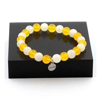 Edelsteine Und Edelsteine. Armband Perlen Achat Gelb + Mondstein 8