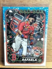 2024 Topps Holiday Ceddanne Rafaela RC Variation Lights SP #H121 & Base Card 