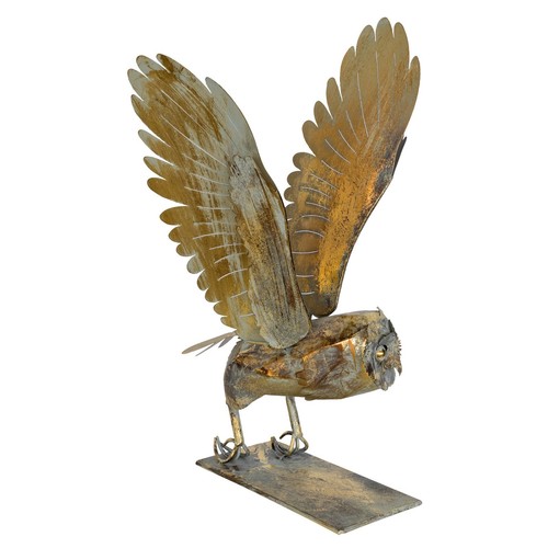 Escultura de búho de hierro con acabado dorado rústico oro desgastado decoración del hogar estatua de búho - Imagen 7 de 9