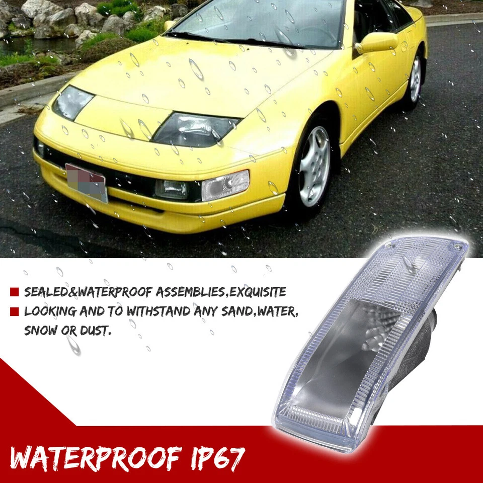 2x Kit de carcasas de luces de señal de giro para parachoques delantero transparente para 90-96 Nissan 300ZX Z32 Foto 4 de 4