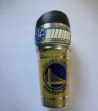 NBA Golden State Warriors Basketball Tumbler Metallic With Lid Logo Emblem