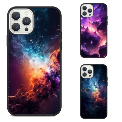 For iPhone 11 12 13 14 15 Pro Max Mini Protective Case planets space nebula